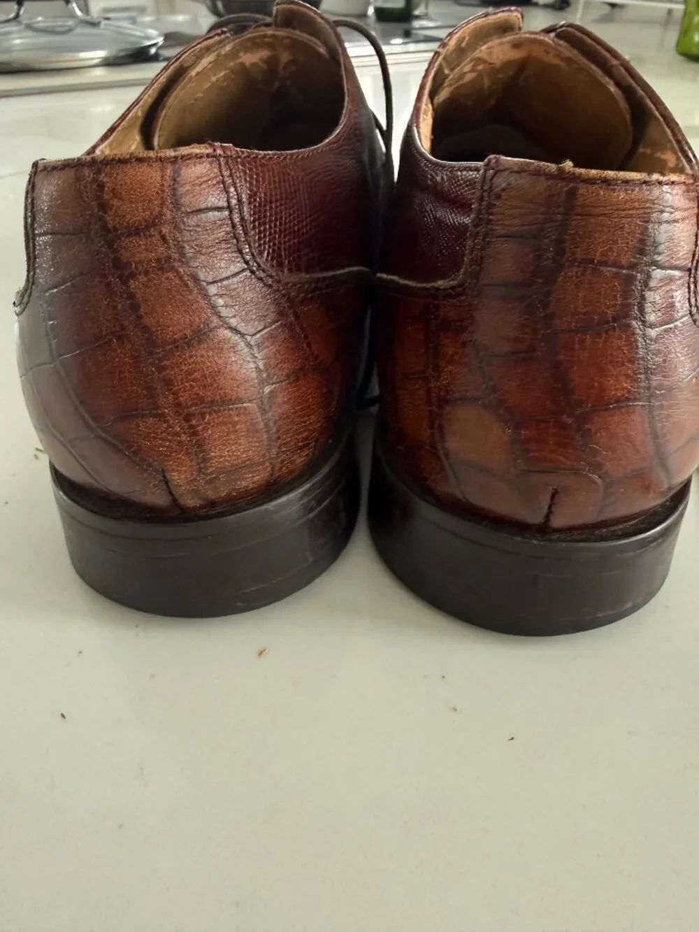Vintage Stacy Adams Genuine Snakeskin Leather Oxford Shoes Brown Wingtip 10.5 M